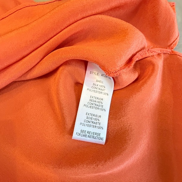 Aryn K Orange Sleeveless Embroidered 100% Silk Blouse Top Size Large MSRP $168 - Picture 9 of 10
